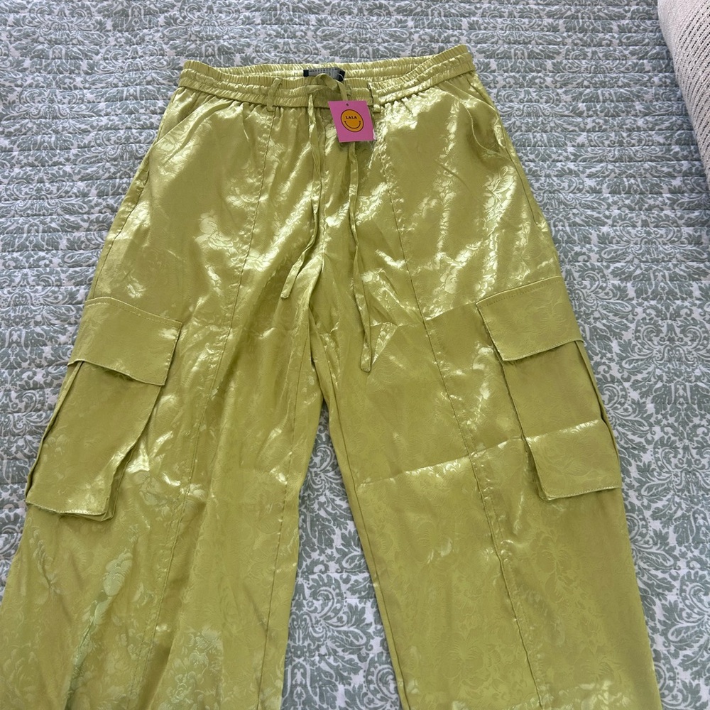 Shiny Green Cargo Pants